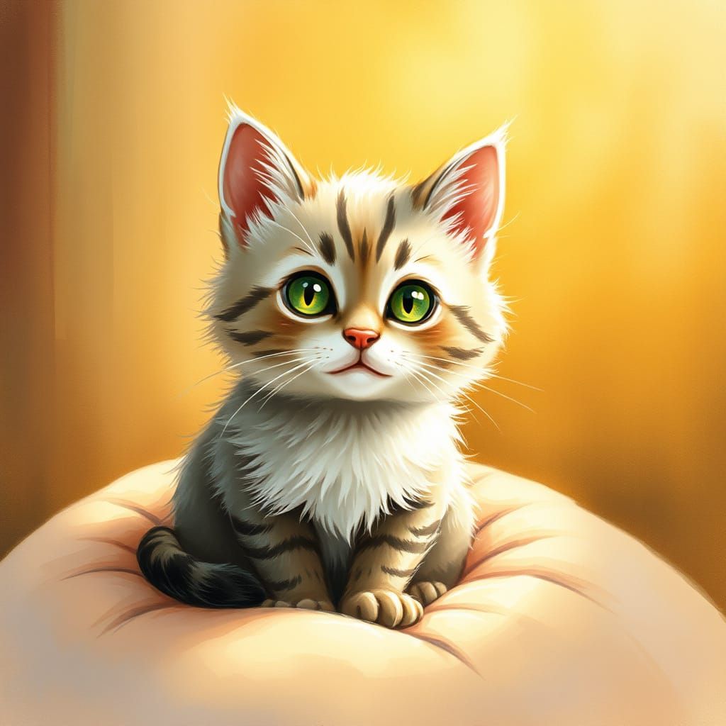 Whimsical Feline in Warm Golden Light
