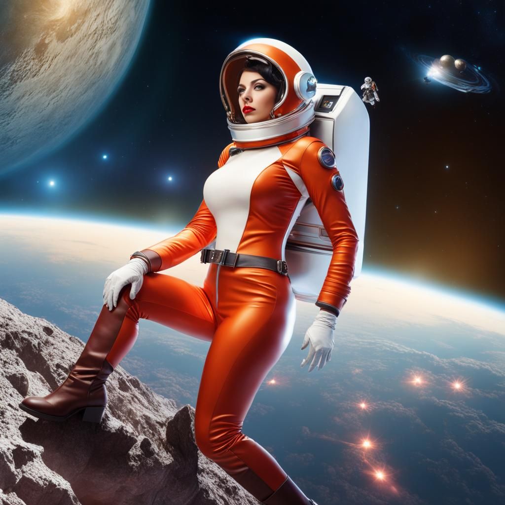 Retro Sci-Fi Pinup Girl in Space