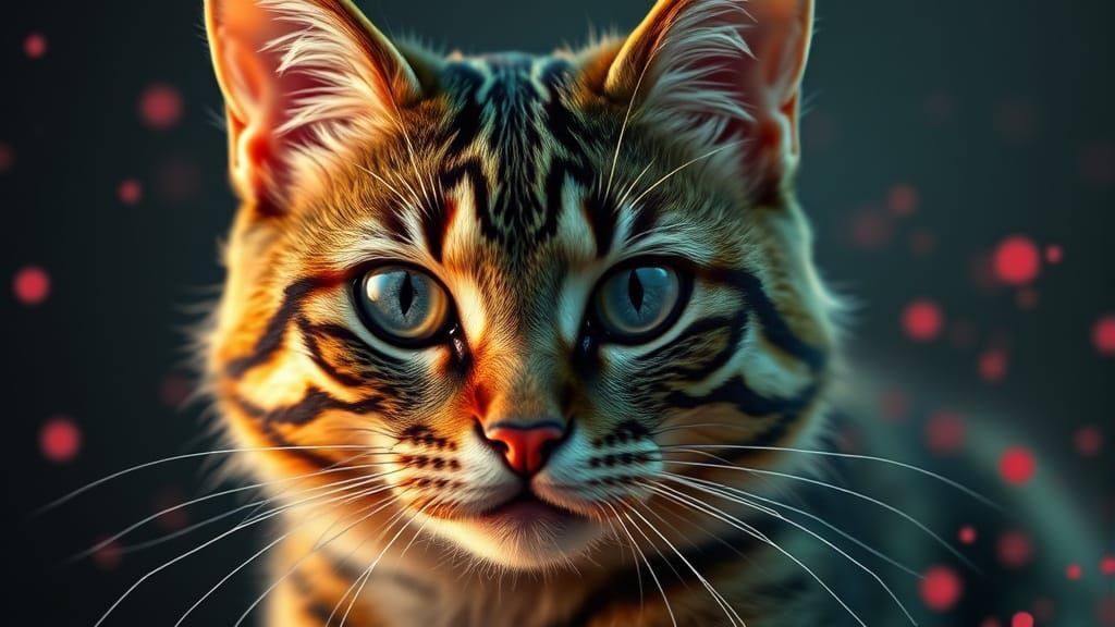 Whimsical Cat in Vibrant Striped Fur