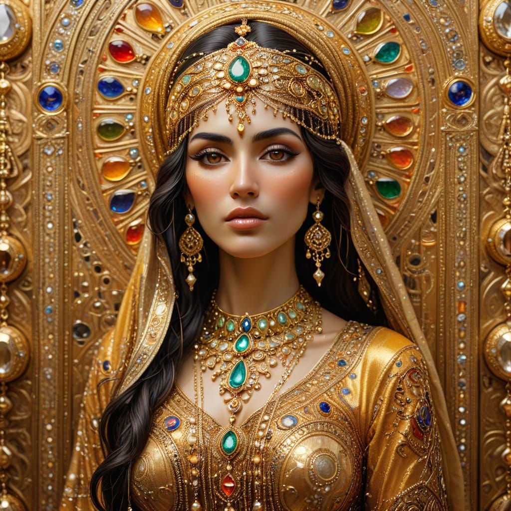 Golden Arabian Woman in Klimt Style