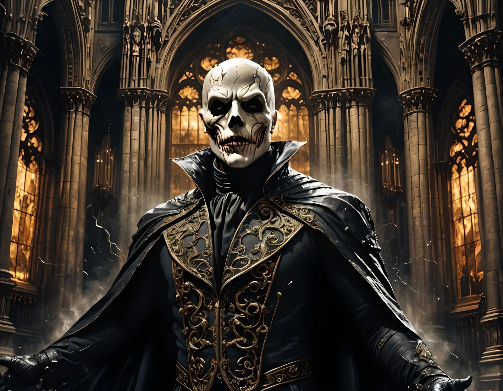 Muscular Phantom of the Opera in Hyperdetailed Horror