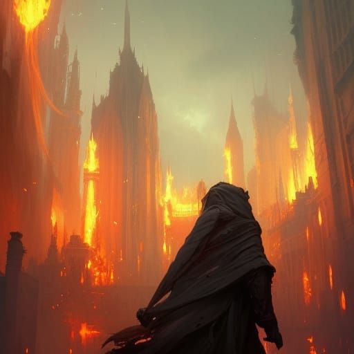 Inferno: Dark Fantasy Art in Art Nouveau Style