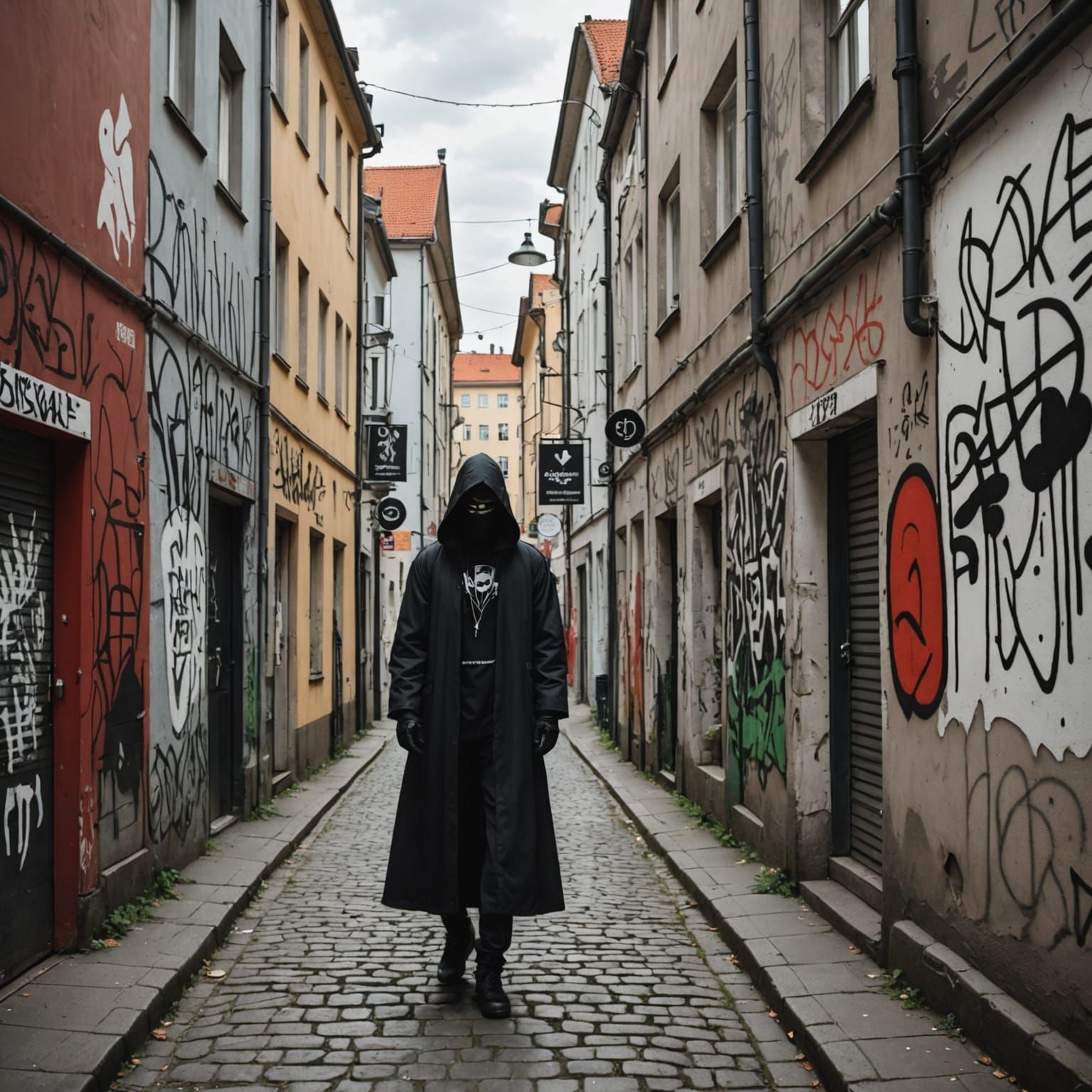 Berlin Alley Graffiti Art in Hyperdetailed Style