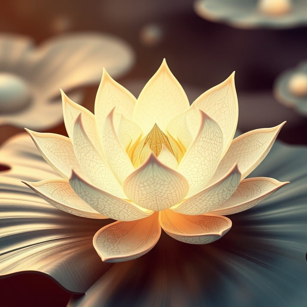 Ethereal Lotus with Zentangle and Fractal Details