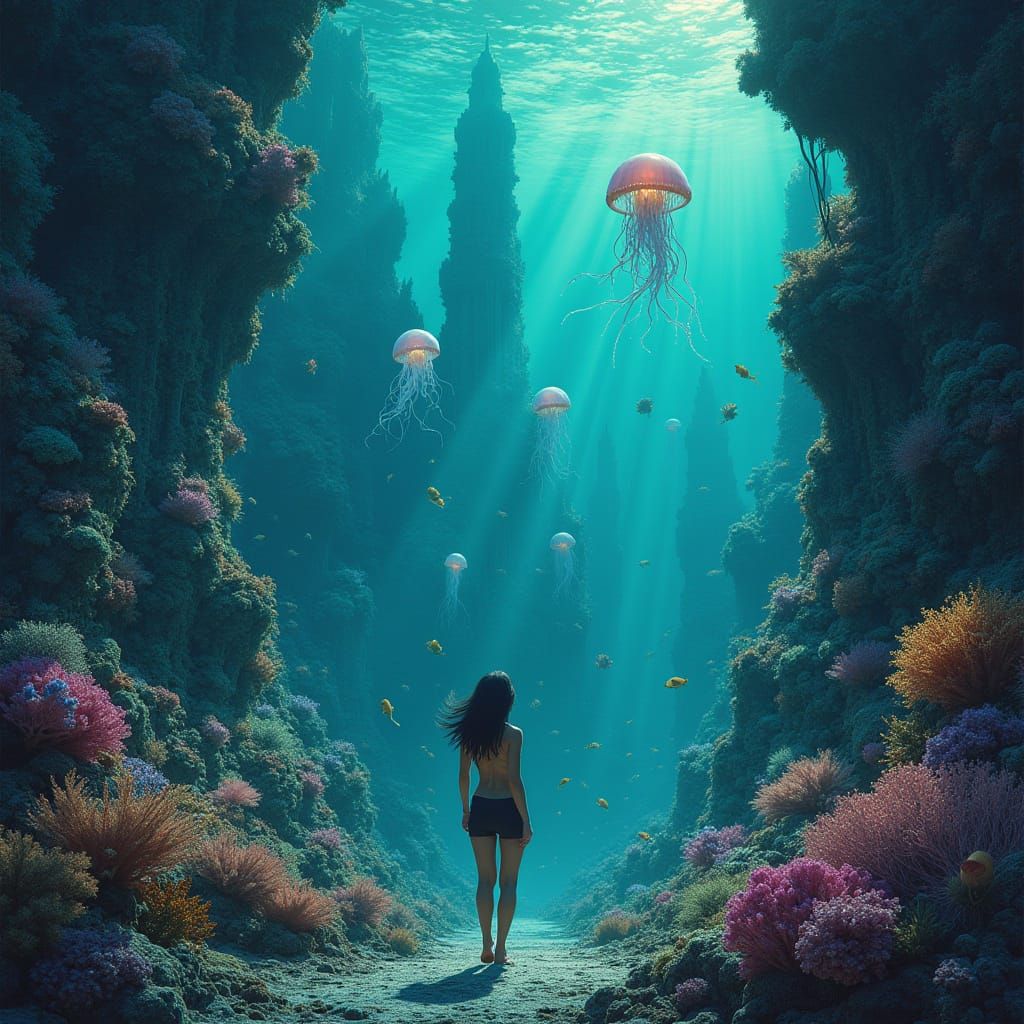 Underwater Utopia: Sunken City in Art Nouveau Style