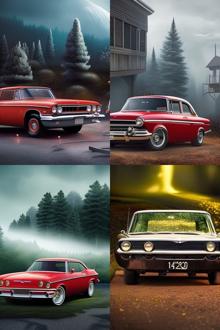 Terrifying Classic Cars in a Lush Nightmare