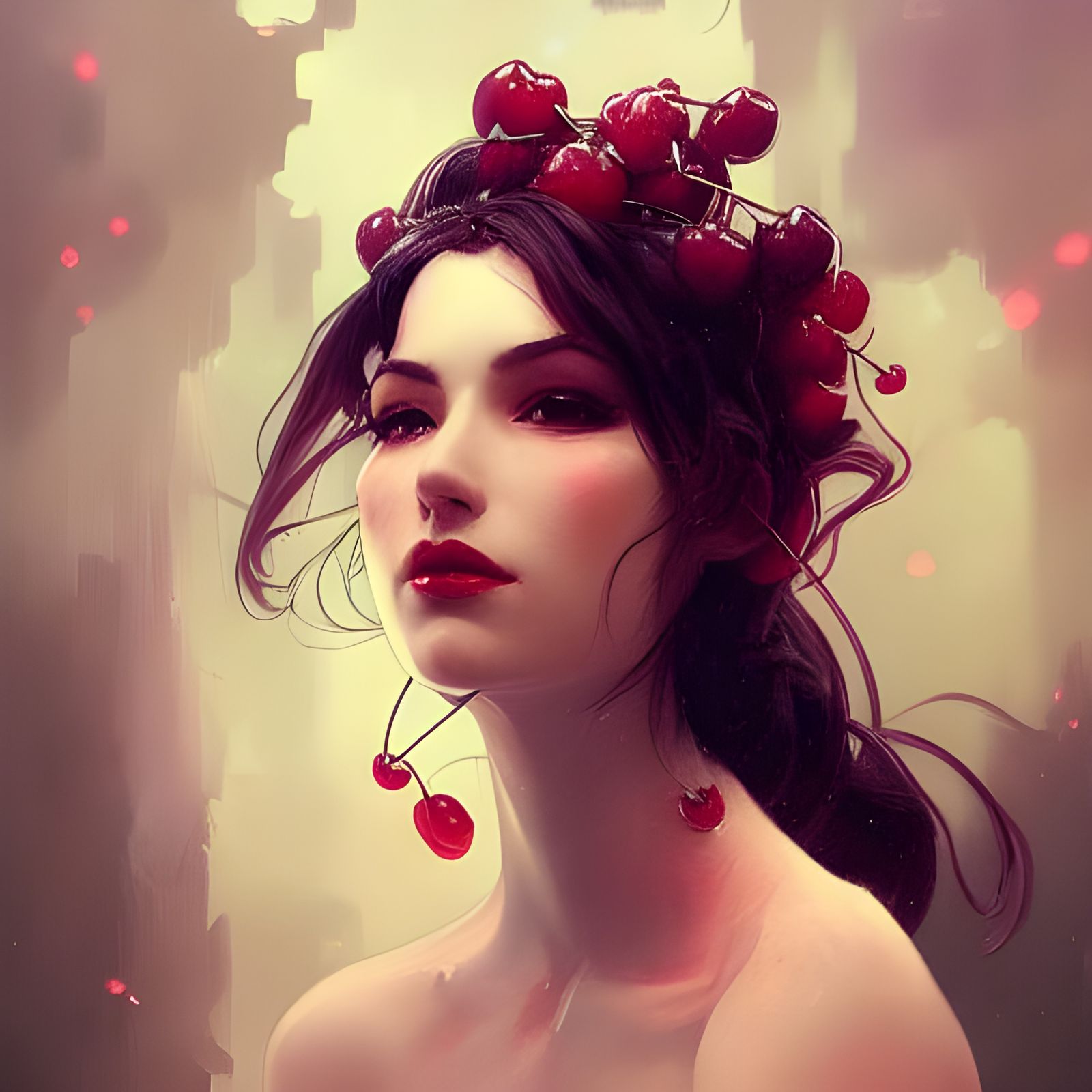 Cherry Blossom Lady: Hyperdetailed Art Nouveau Portrait