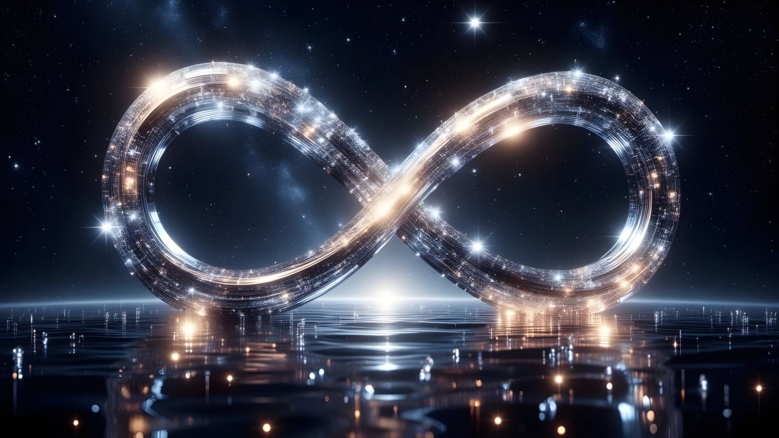 Infinity Symbol Illuminates Vibrant Multiverses in Cosmic Gl...