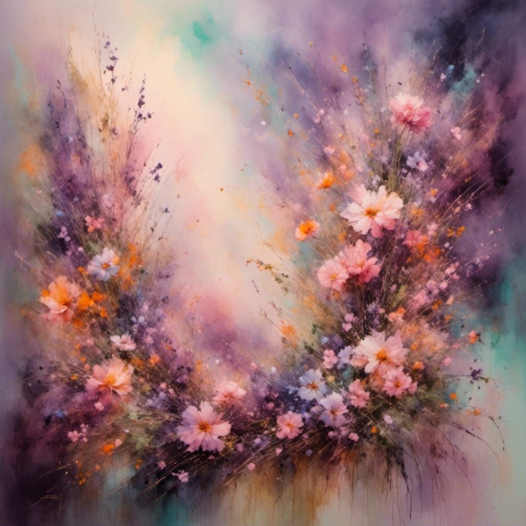 Impressionistic Floral Painting with Pastel Colors