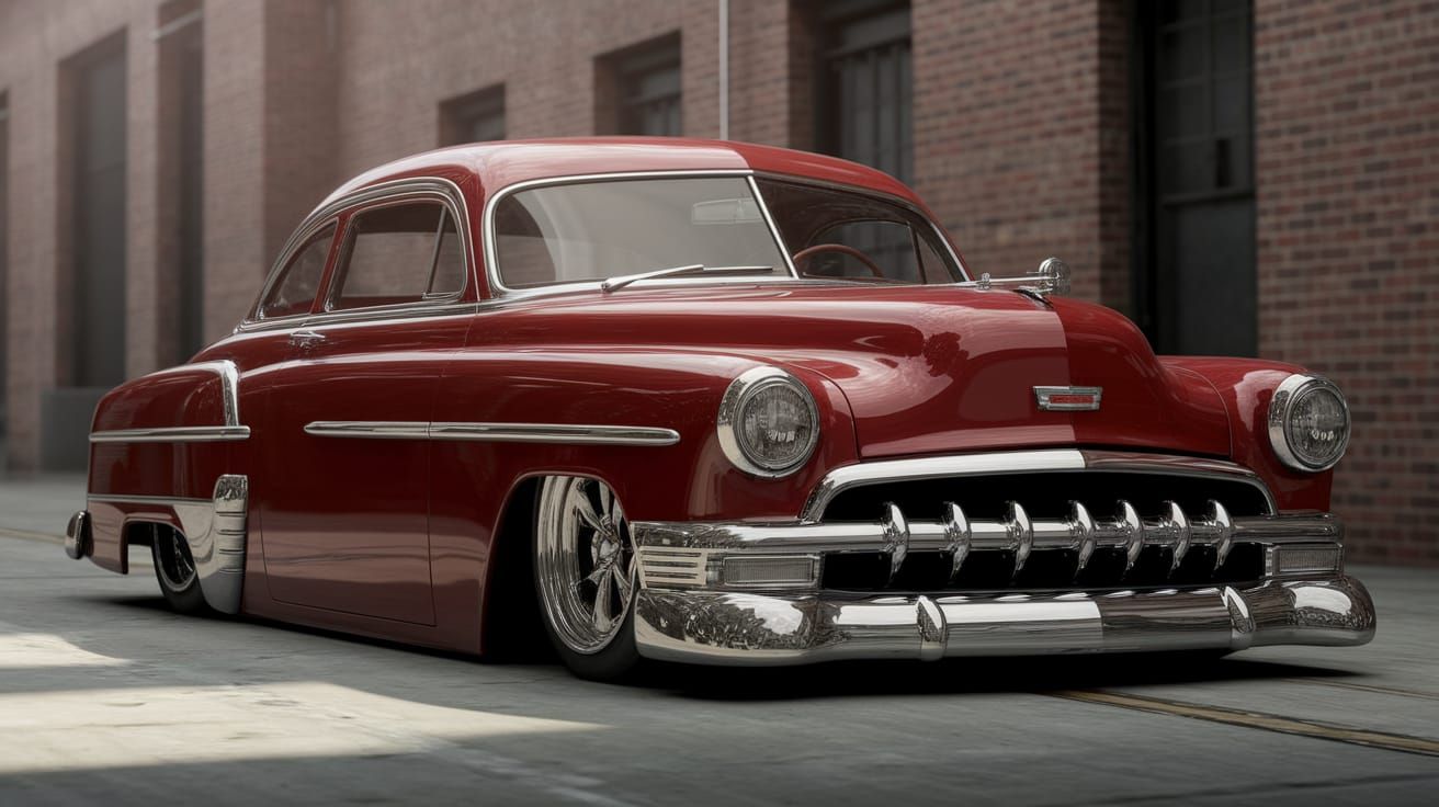 Vintage Futuristic Classic Car in Candy Apple Red