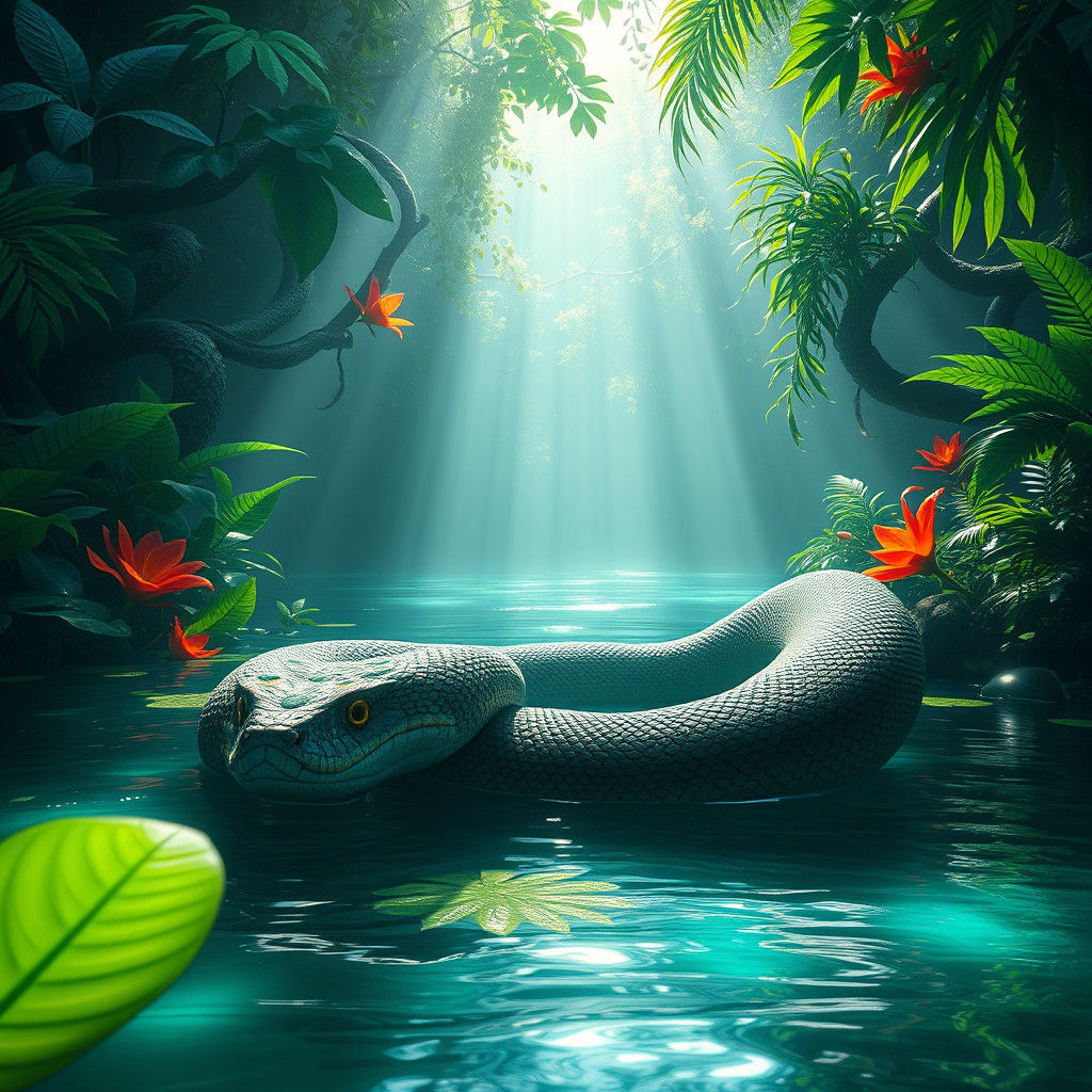 Boa Constrictor Emerges in Amazon River