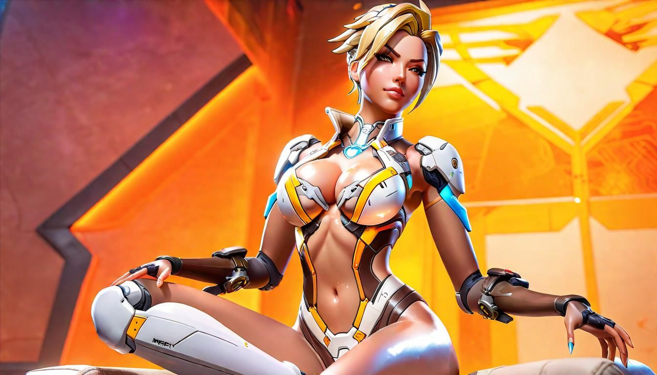 Mercy from Overwatch in Wet Bikini: Hyperrealistic Art