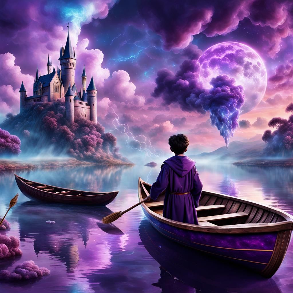 Wizard School of Magic Under Purple Sky