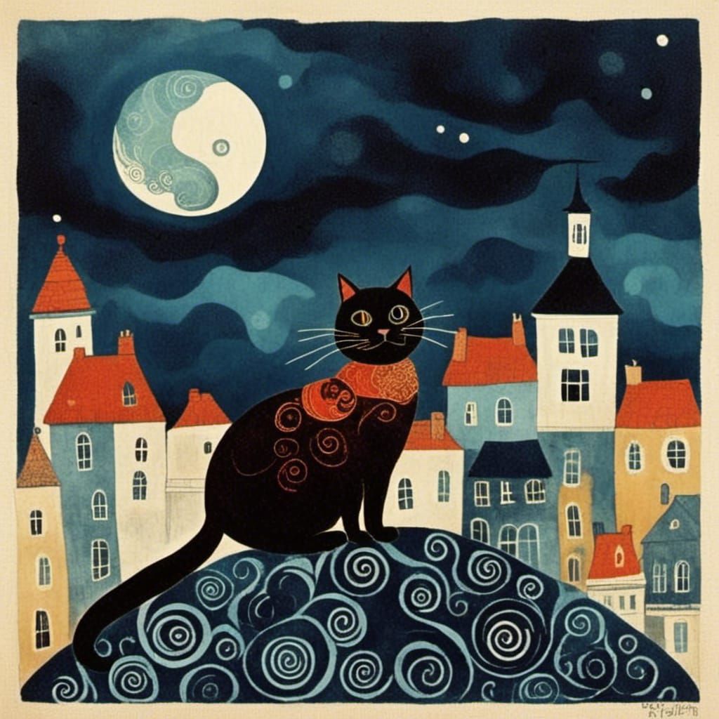 Cross-eyed cat on rooftop