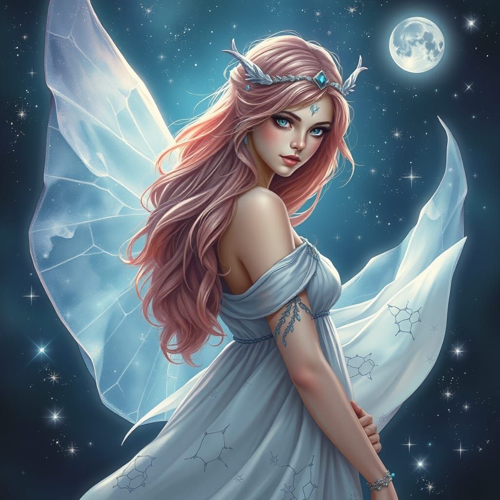 Fae with Starlight: A Dark Fantasy Portrait