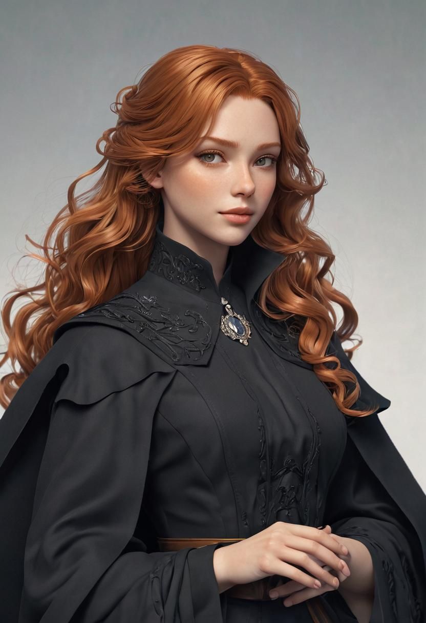 Fantasy Mage with Ginger Hair in 3D Anime Style