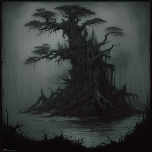 Monochromatic Cypress Swamp in Dreamscape Style