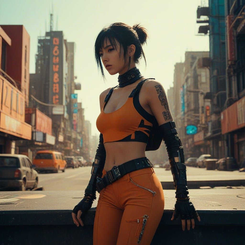 Desert Nomad in Sci-Fi Anime Style Scanning Horizon