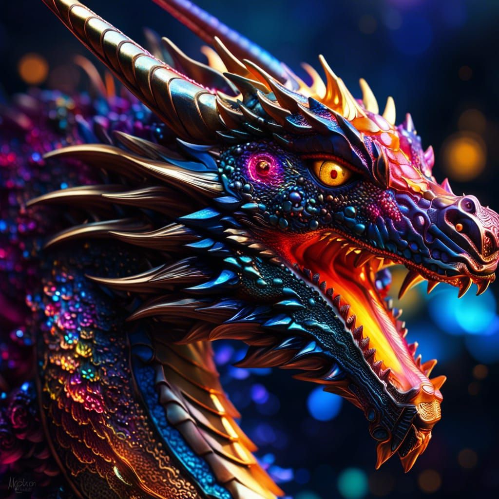 Hyperdetailed Quantum Dragon Macro Photography