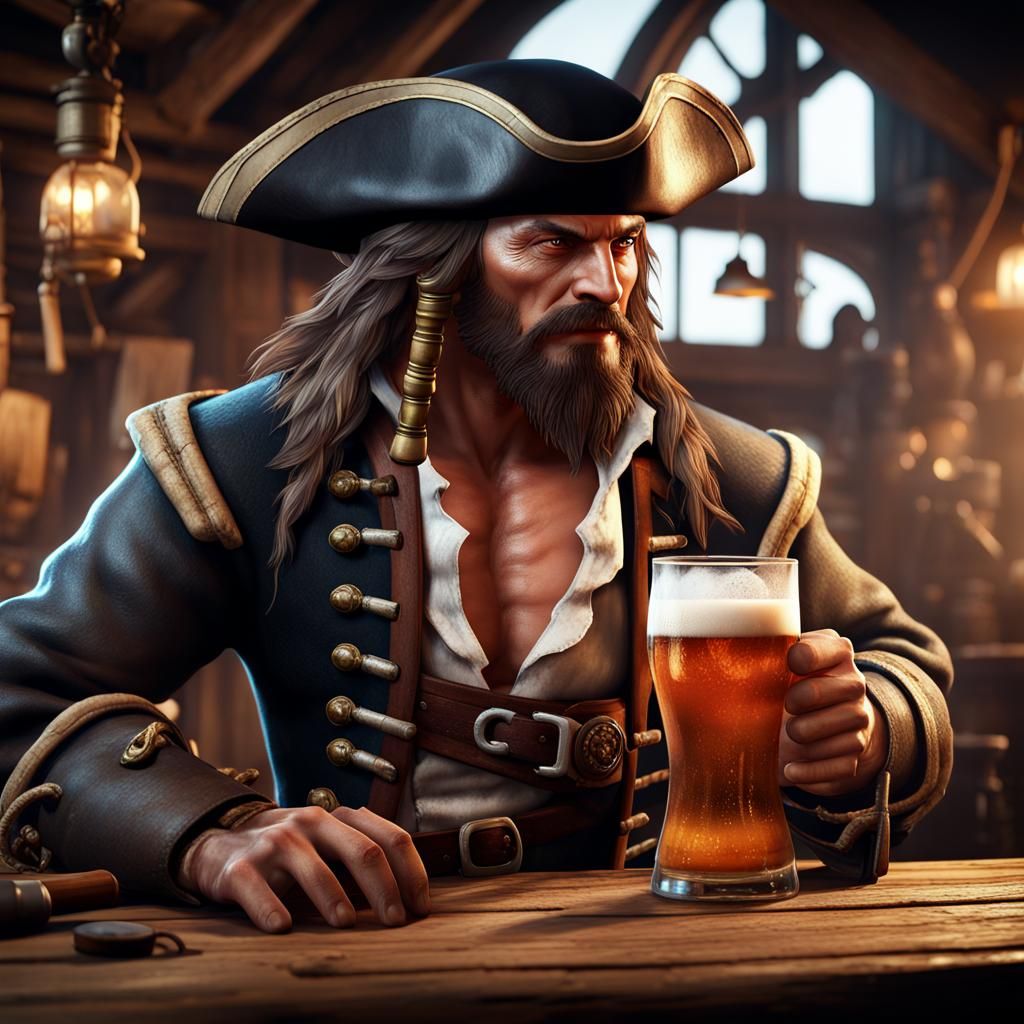 Pirate in Noisy Tavern: 3D Game Cinematic