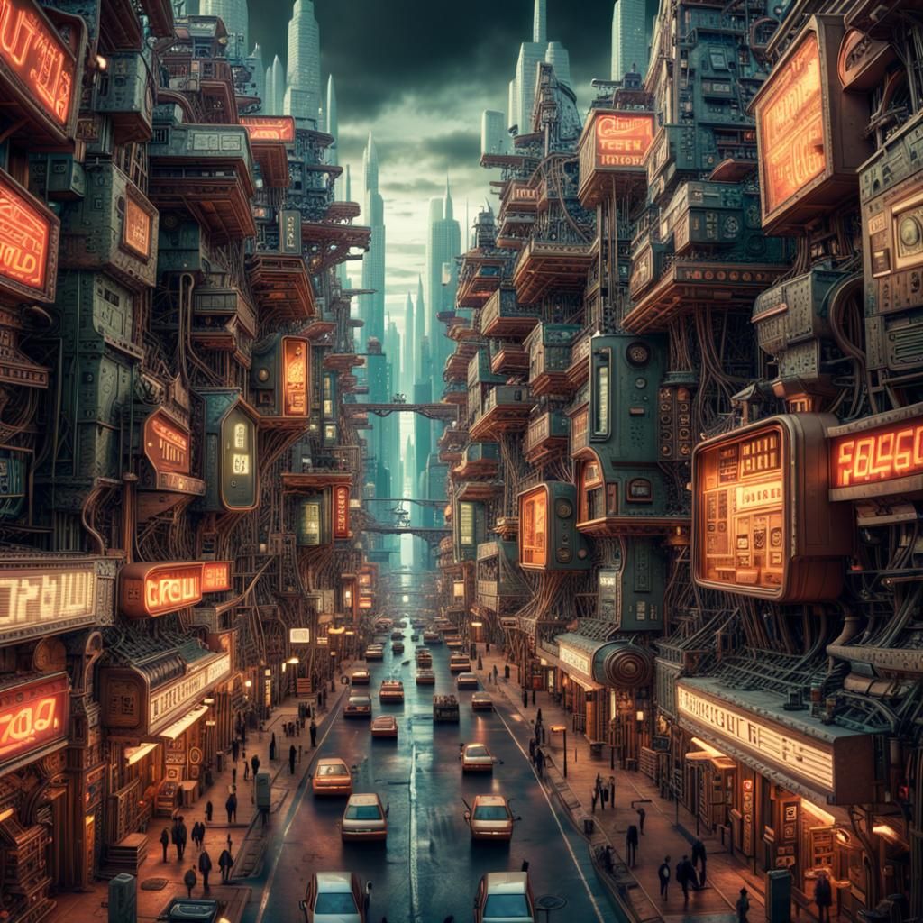 Circuit Board City: Retro-Futuristic Hyperrealism