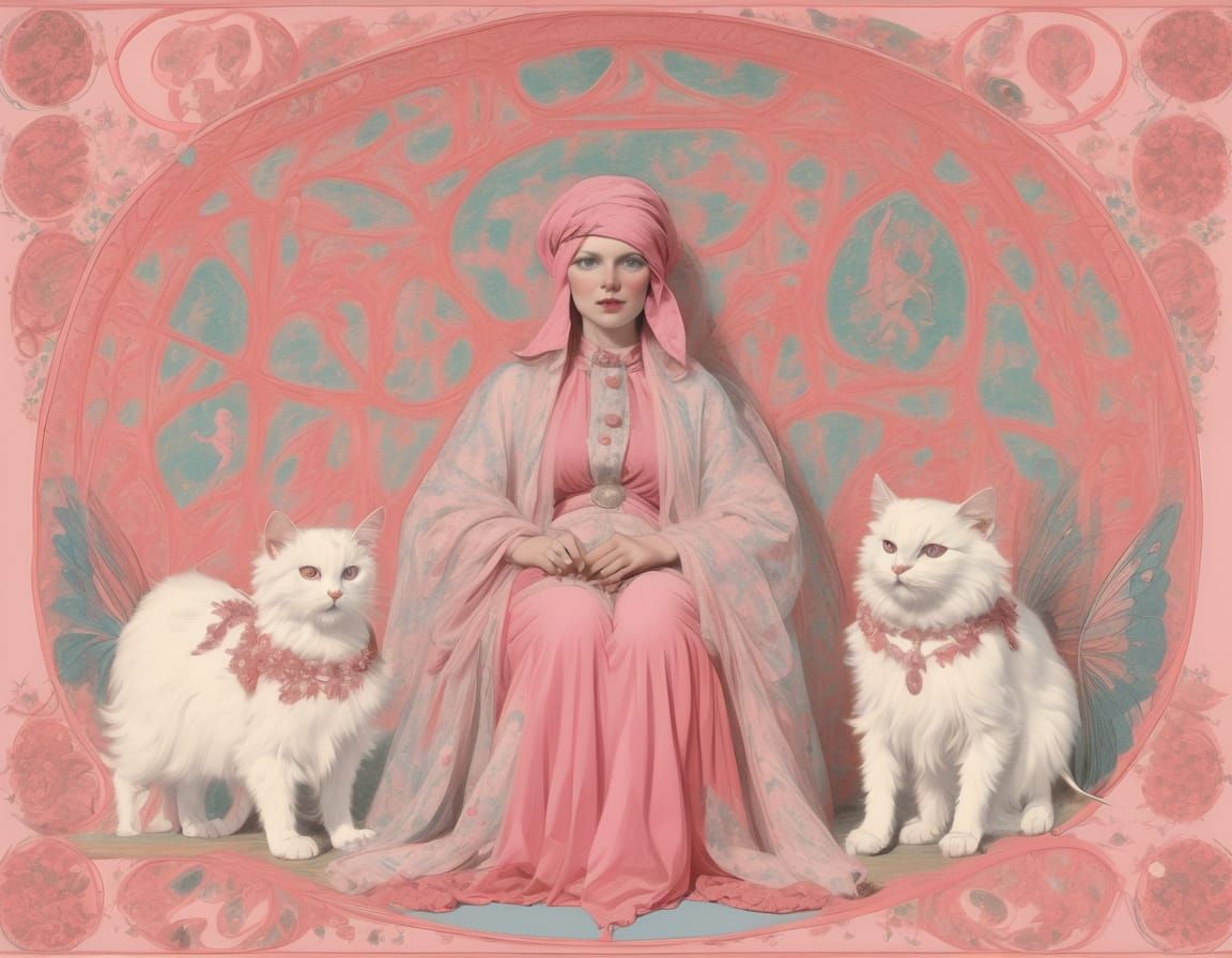 Pink Kitten in the Style of Richard Dadd