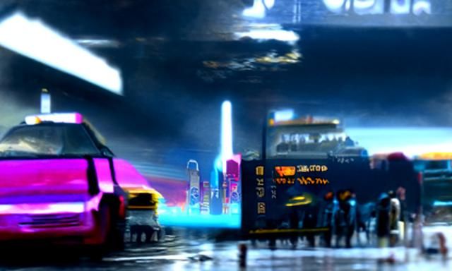 Futuristic Times Square with Floating Cars