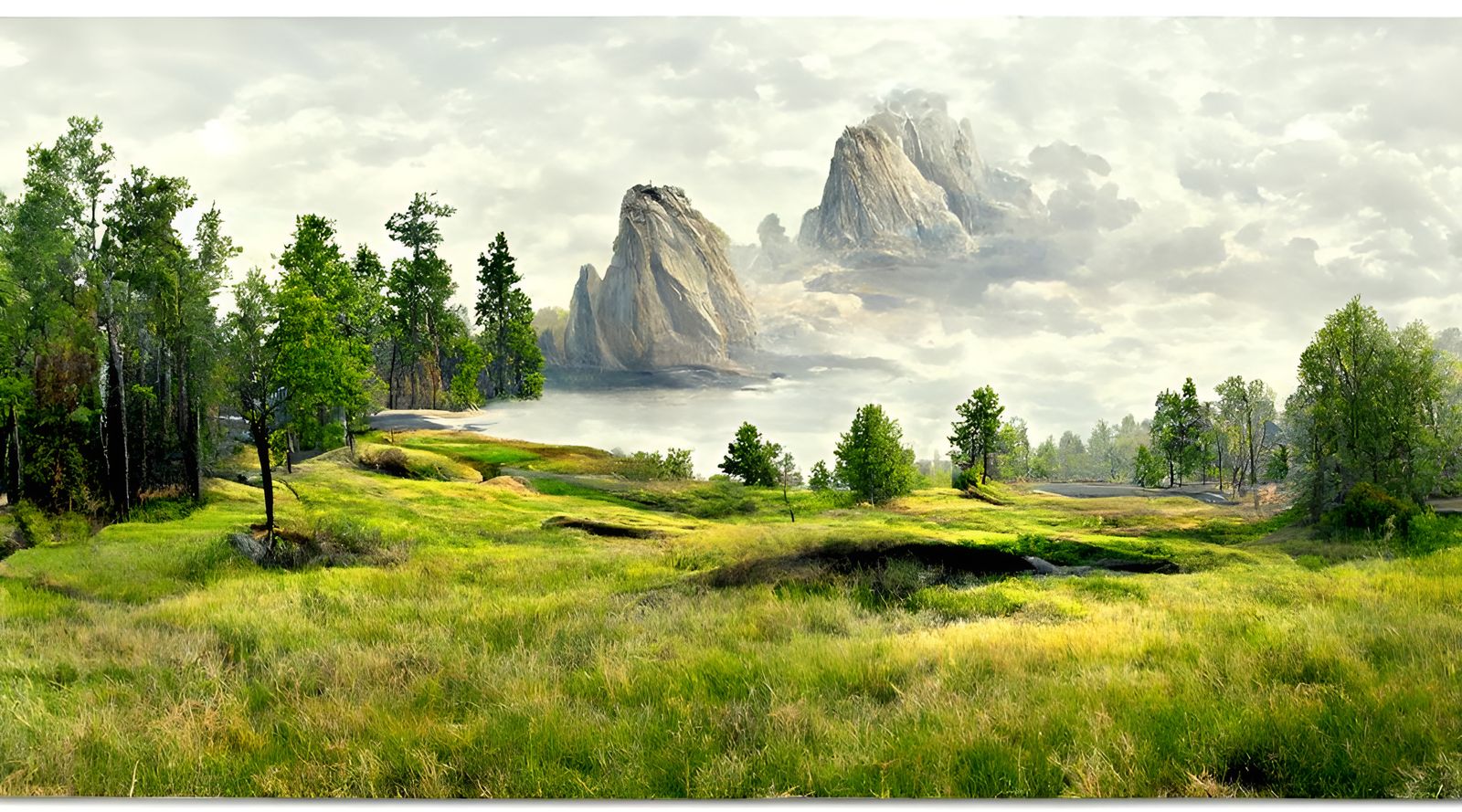 Artificial Landscape Vista: Detailed Digital Painting