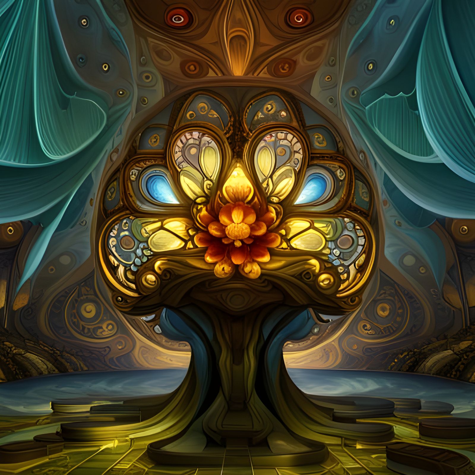 Abstract Blossoms in Art Nouveau Style