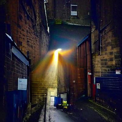 Ethereal Light Illuminates a Dark Alleyway