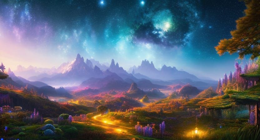 Colorful, Fantasy Forest on Alien World.