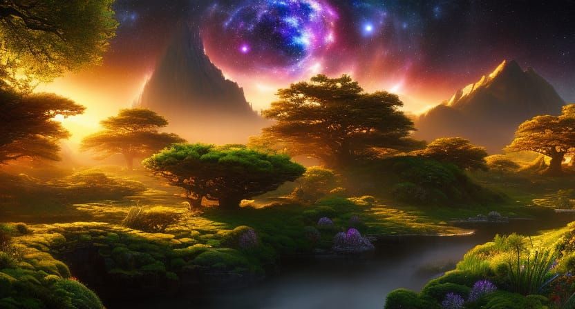 Colorful, Fantasy Forest on Alien World.