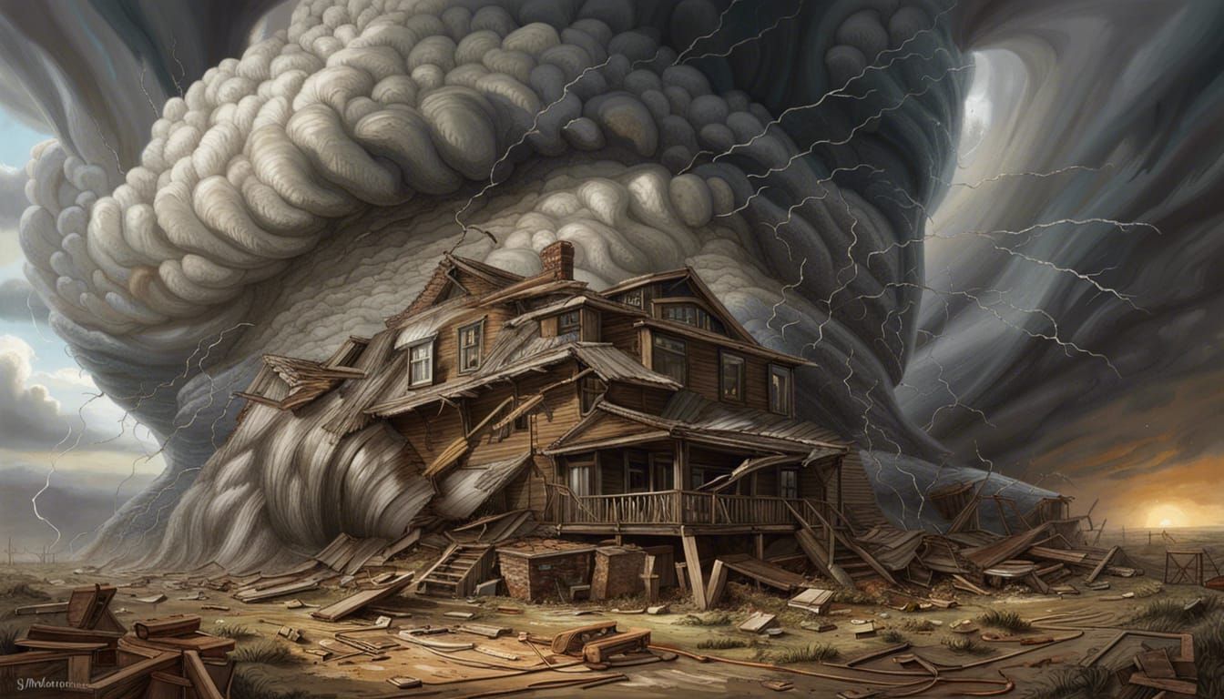 The Devastating Power Of Wind - F5 Tornado From Funnel Clouds