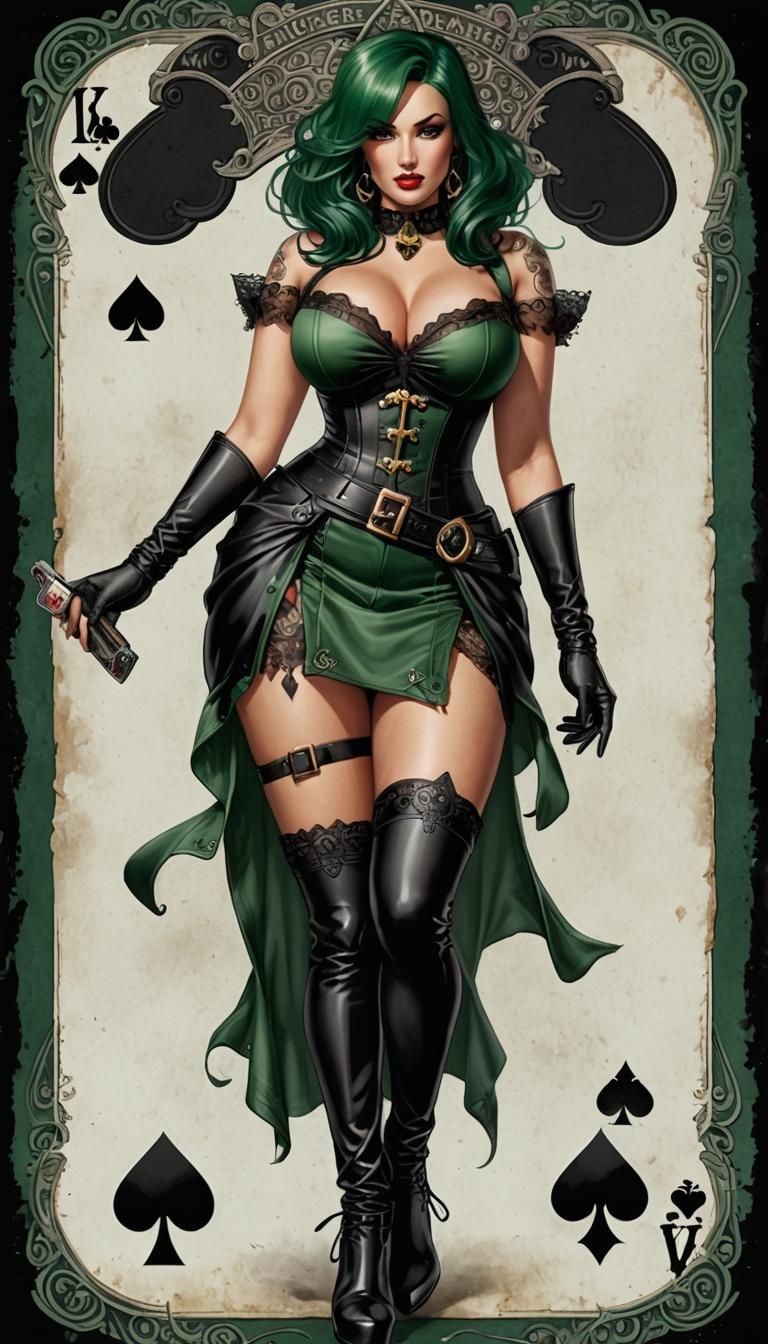 Ace of Spades Pinup Girl Card in Hyperrealism