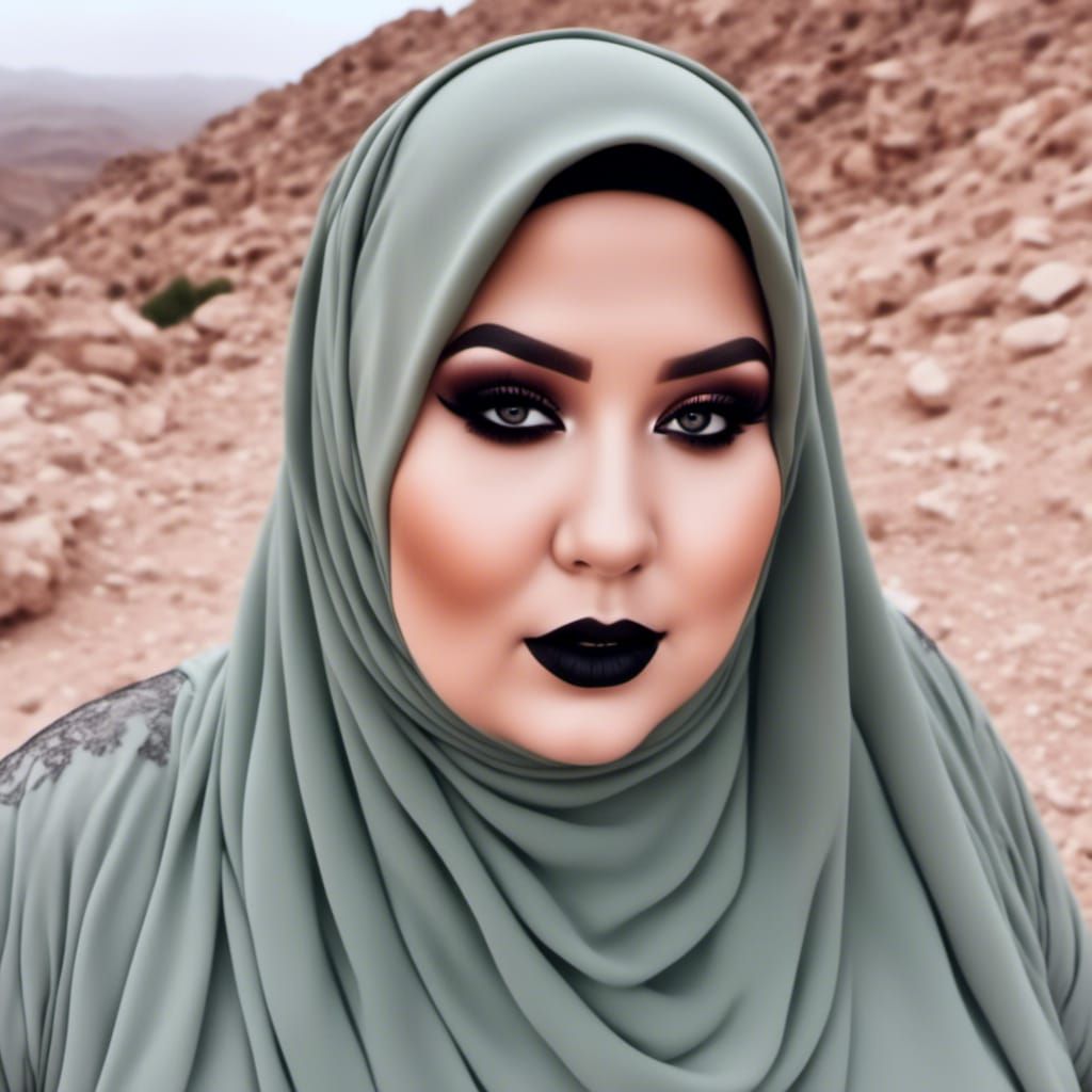 Niqab Woman Close-Up in Gothic Pastel Colors