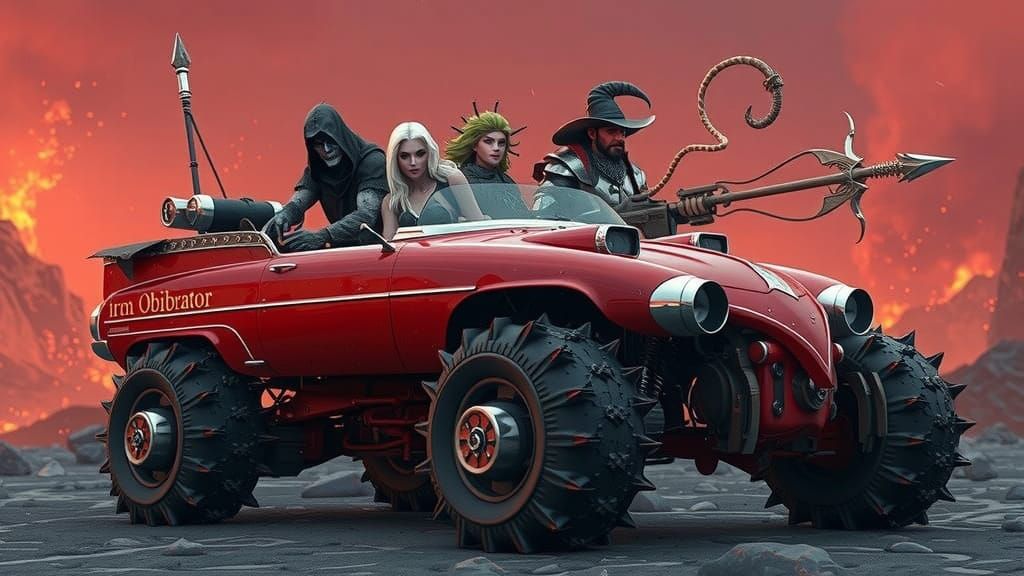 Warriors atop Hellish War Machine