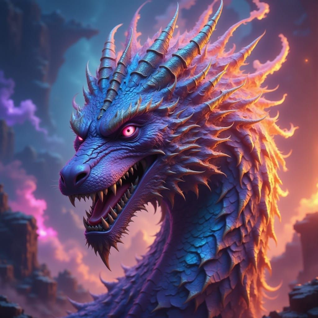 Hyperrealistic Dragon in Vibrant Dreamlike Realm