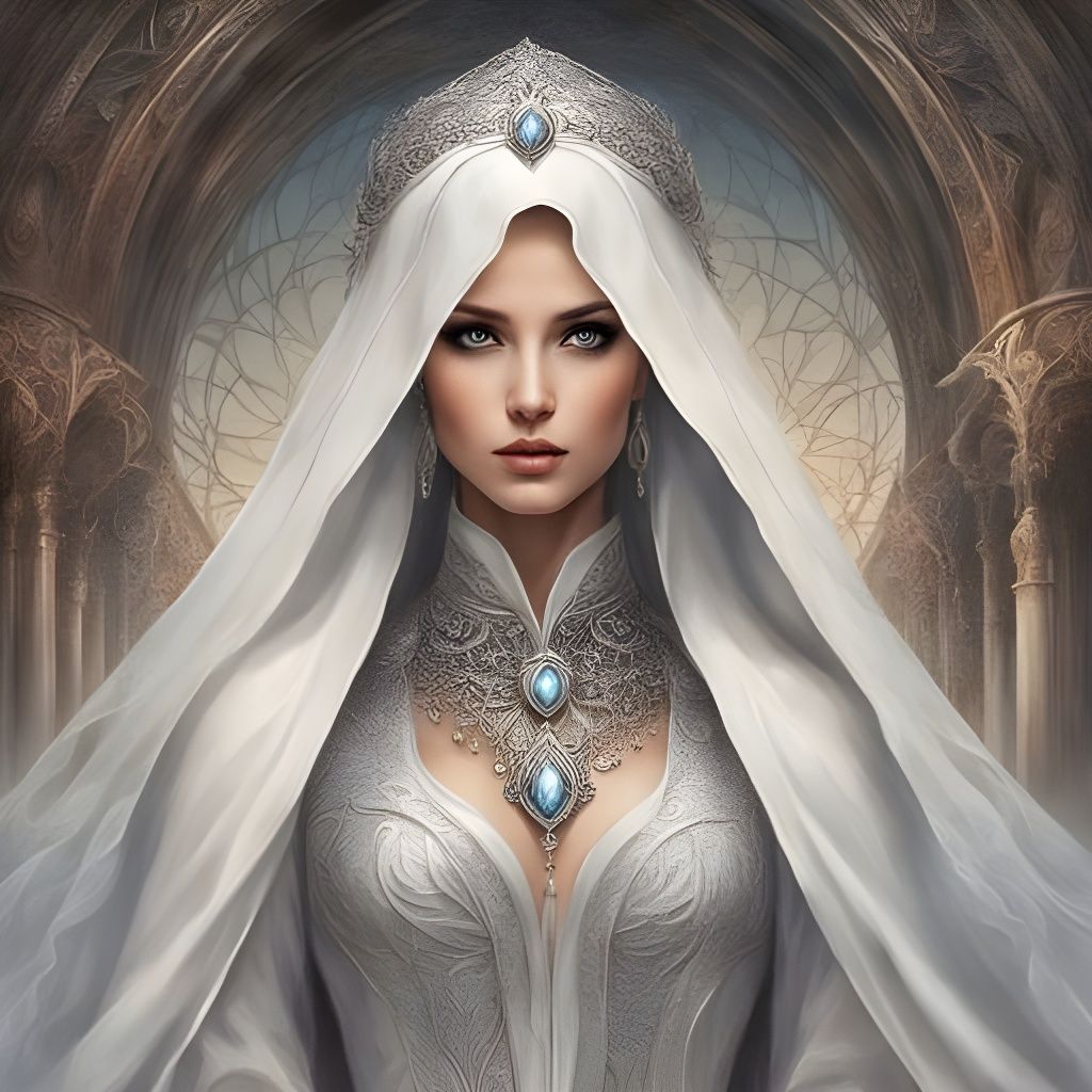 Striking Gothic Nun Portrait in Black and White