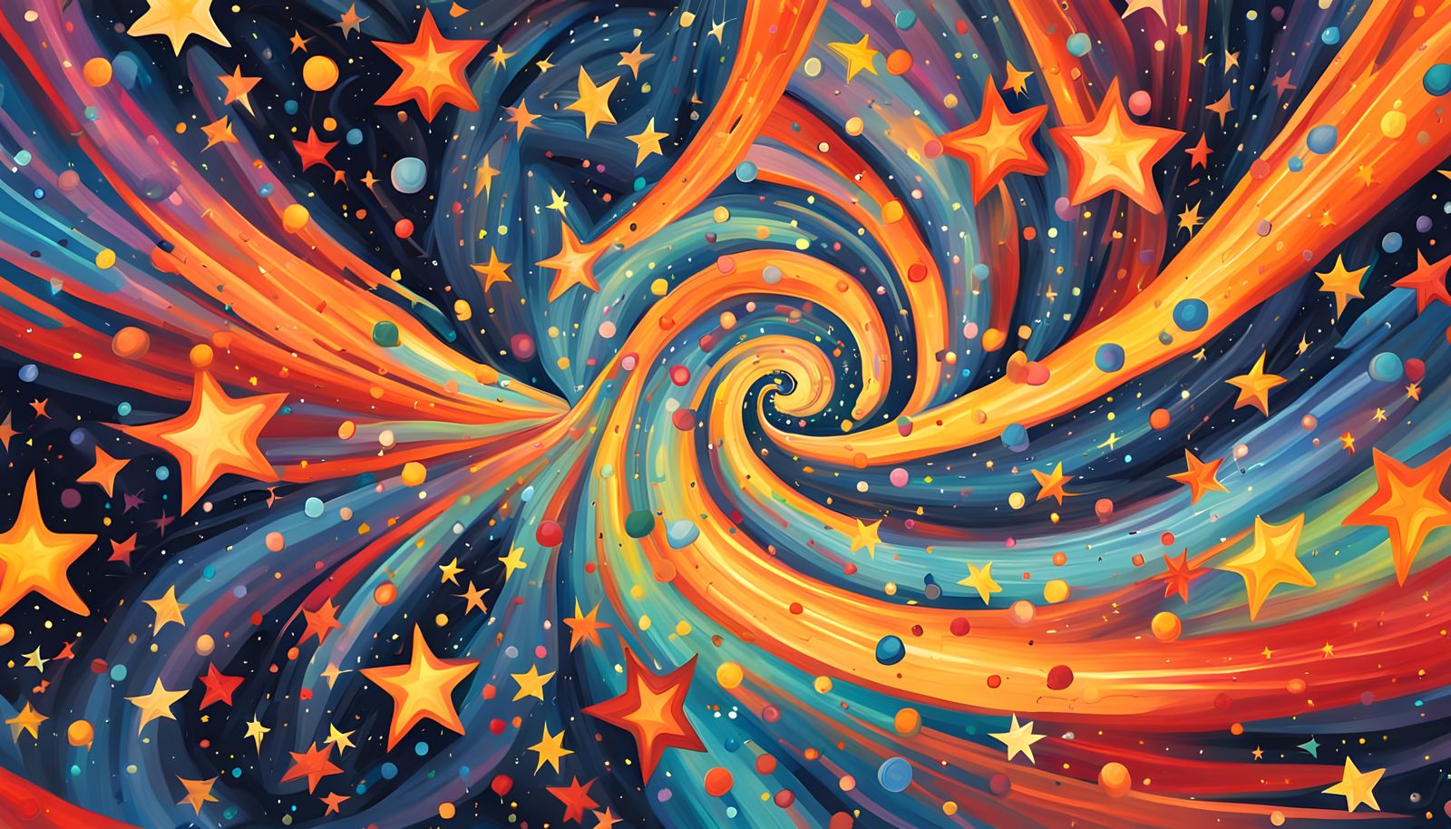 Cosmic Vortex: Dreamy Stellar Maelstrom in Primitive Art Sty...