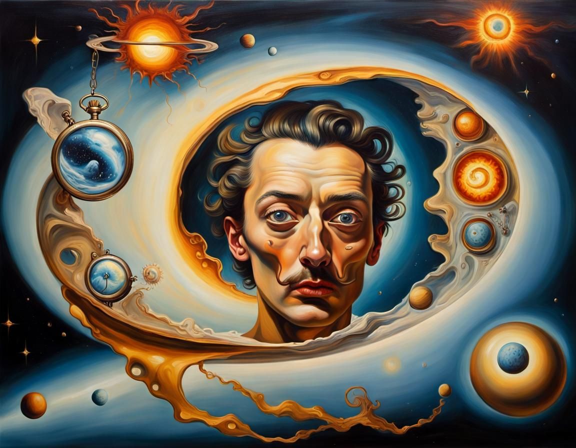 Surrealistic Space Person Melts into Time