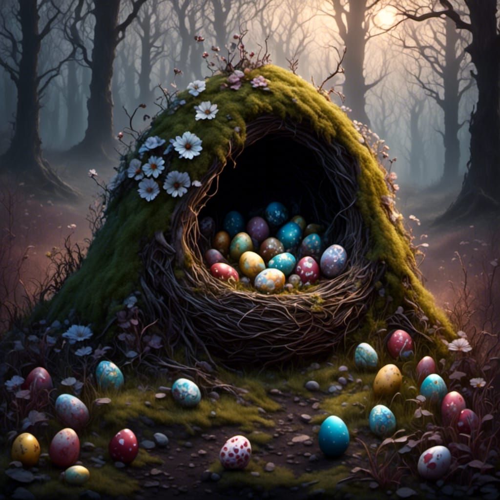 Eerie Easter Nest in Forgotten Meadow