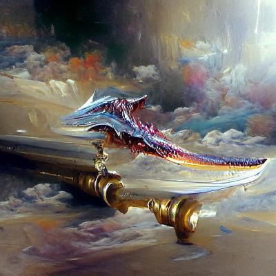 Majestic Dragon Sword: Oil Painting