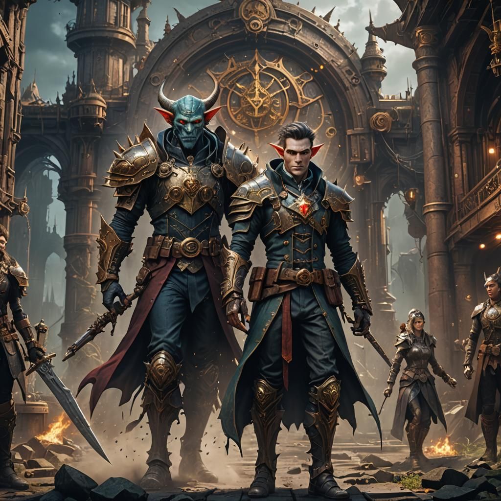 Steampunk Elf Demon Warrior in Detailed Matte Painting