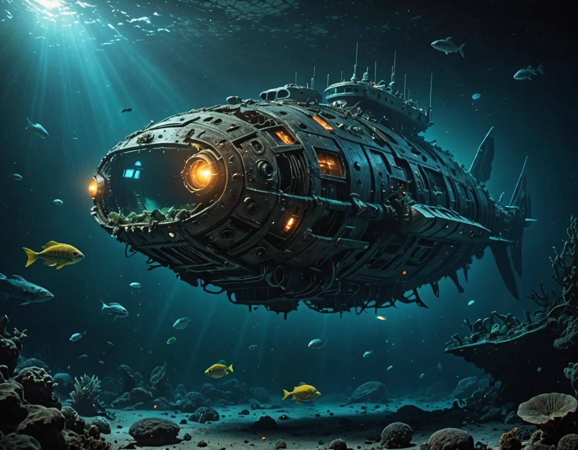 Underwater Wreckage: Bioluminescent Fish and Ancient Spacesh...