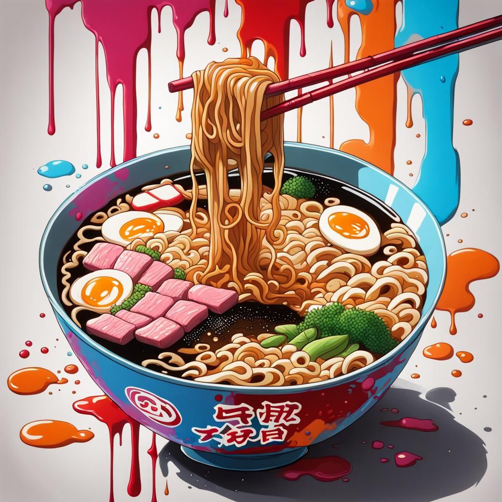 Ramen Graffiti Art with Polychromatic Details