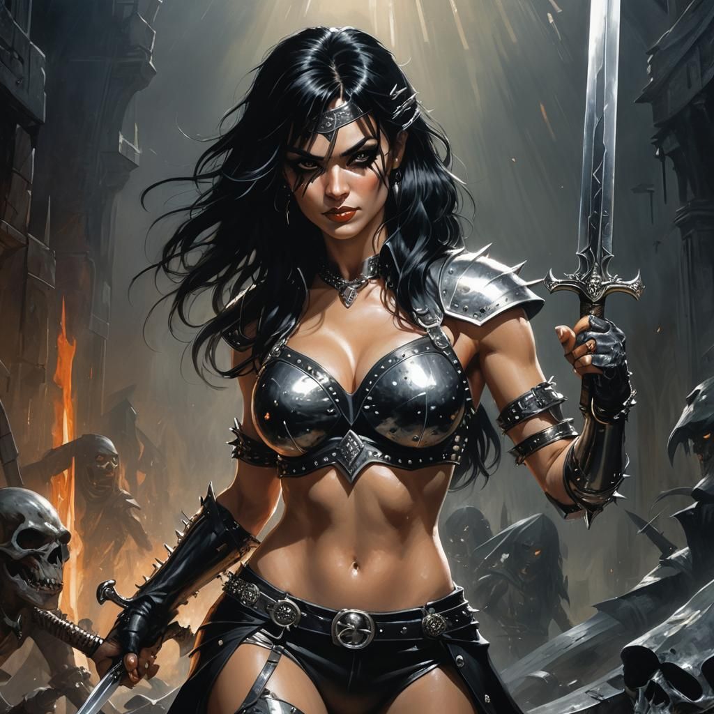 Wicked Woman Warrior in Dark Fantasy Portrait