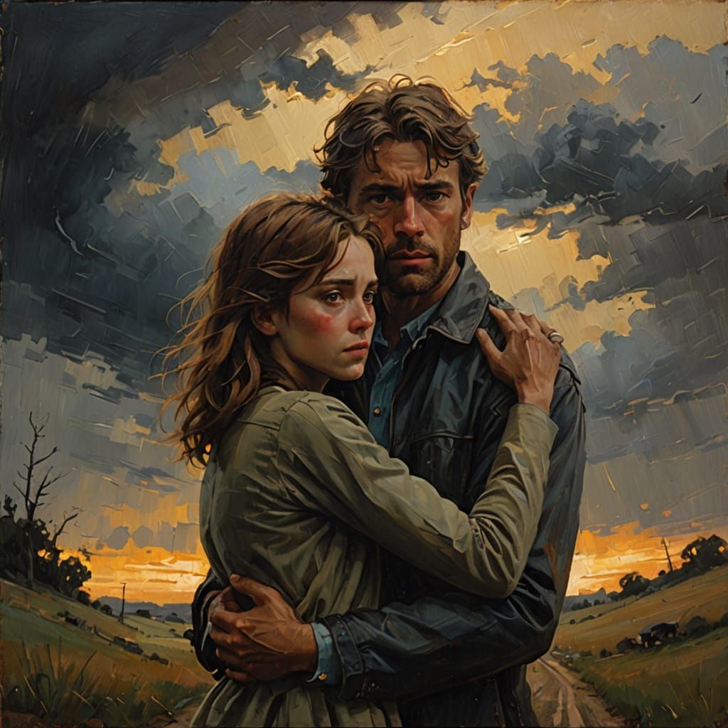 A Lonely Figure at Twilight, Lost in Memories of a Fading Pa...