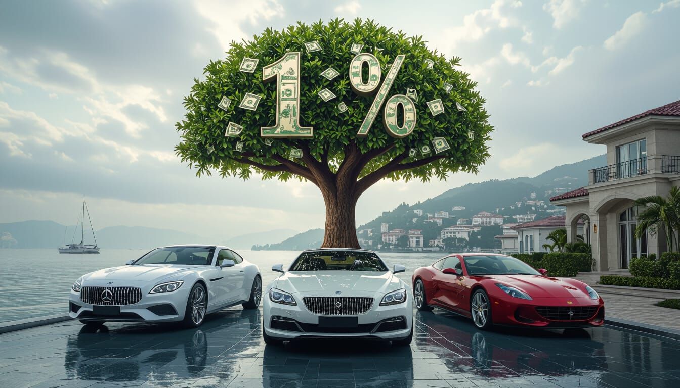 Hyperrealistic Money Tree Topped with Luxury