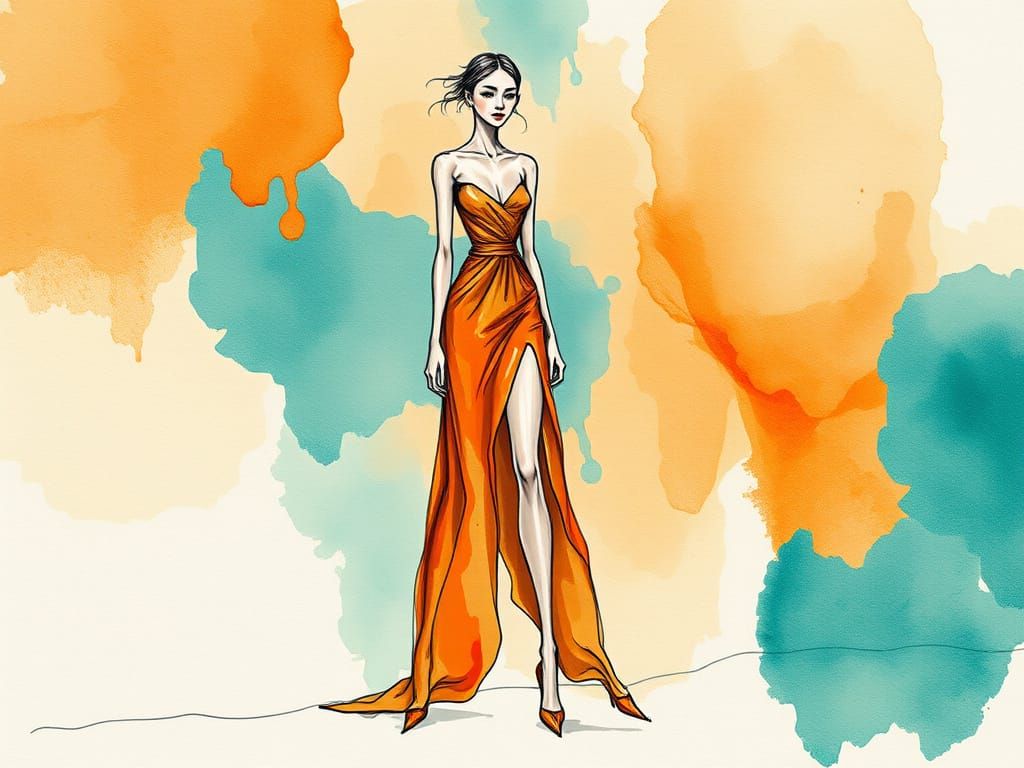 Surreal Fashion Illustration of a Dystopian Woman in Organic...