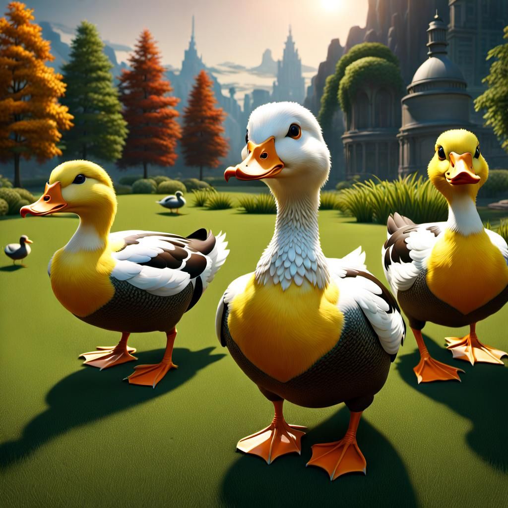 Anthro Ducks in Suits Observe Experiment